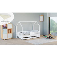 HAUSBETT 180x90 weiß mit Schubladen mit Matratze - Weiß, Holzwerkstoff (90/180cm)