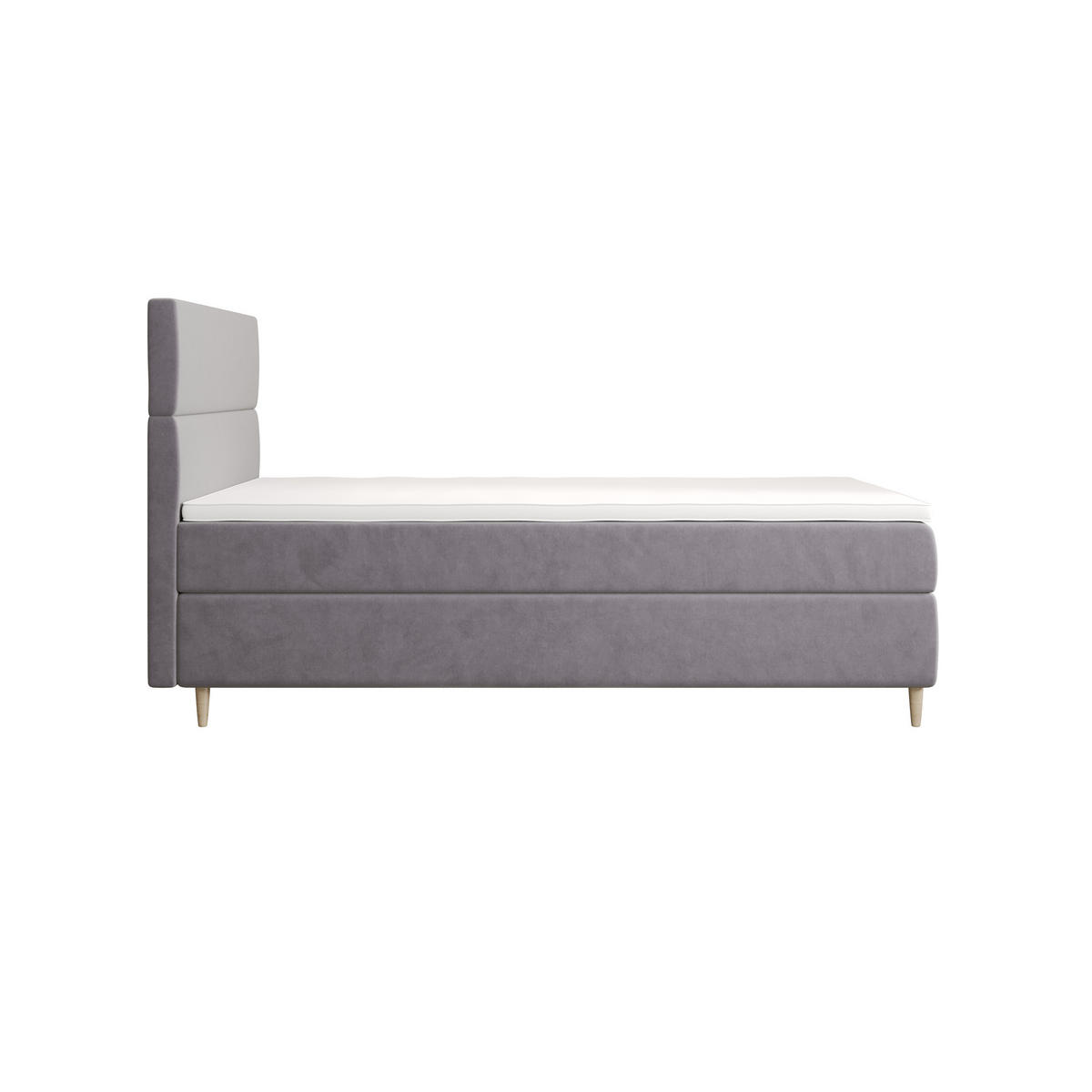 BOXBETT FLO 120x200 Itaka 50, mit Matratze H3, Bonell und Topper, Hellgrau - Hellgrau, Holz/Textil (120/200cm) - Bedante