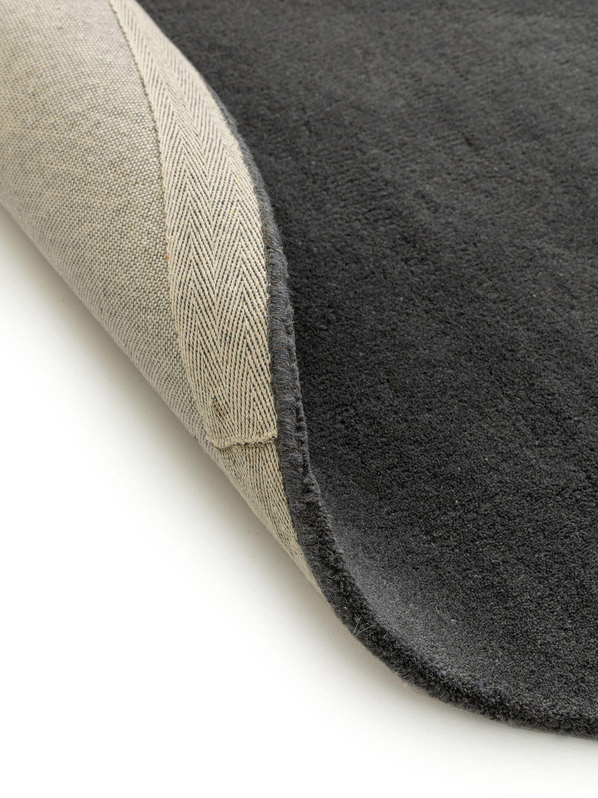 WOLLTEPPICH rund Bent Anthrazit ø 100 cm rund - Anthrazit, Textil (100/100cm) - benuta Nest