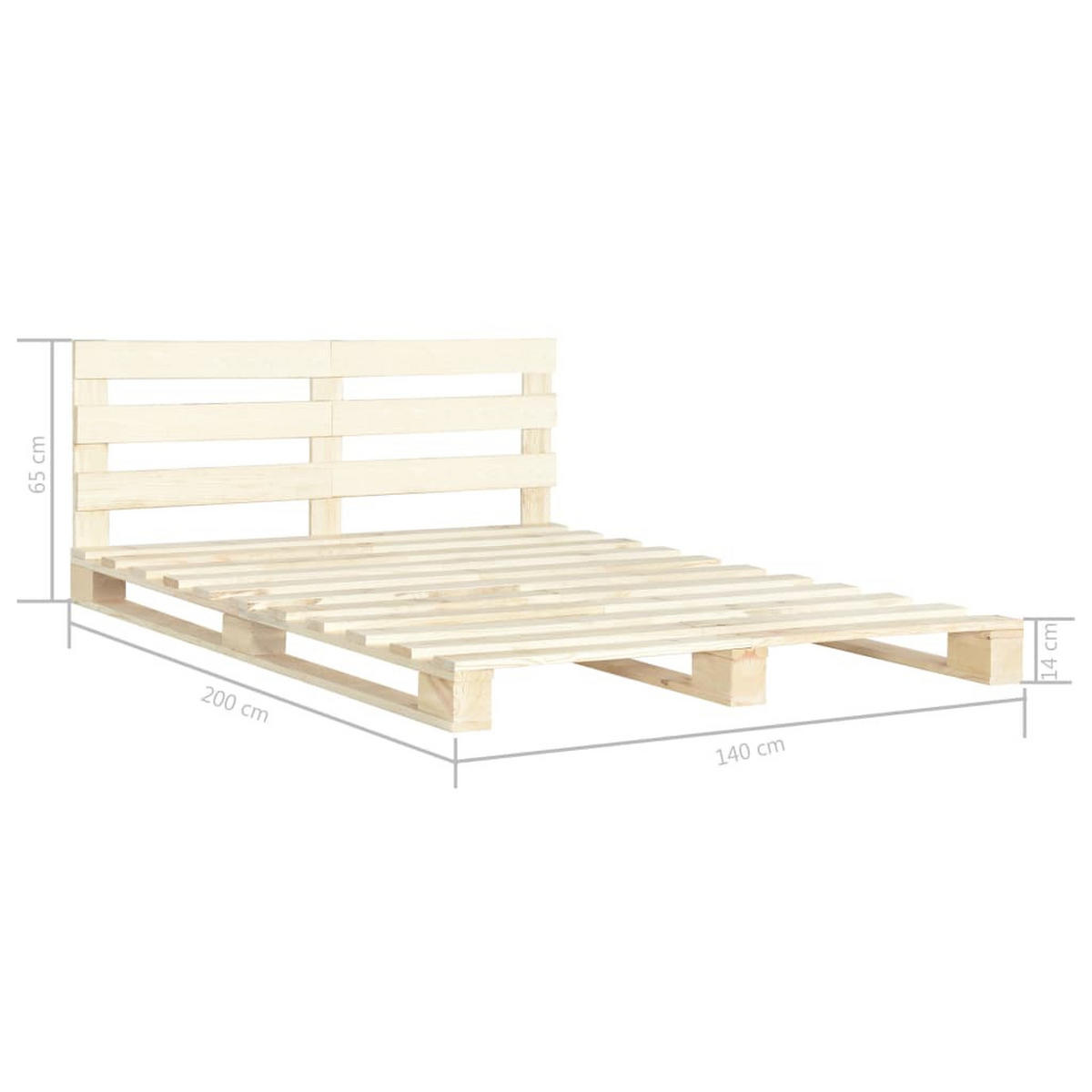 PALETTENBETT Massivholz Kiefer 140/200 Cm - Naturfarben, Holz (140/200cm) - vidaXL