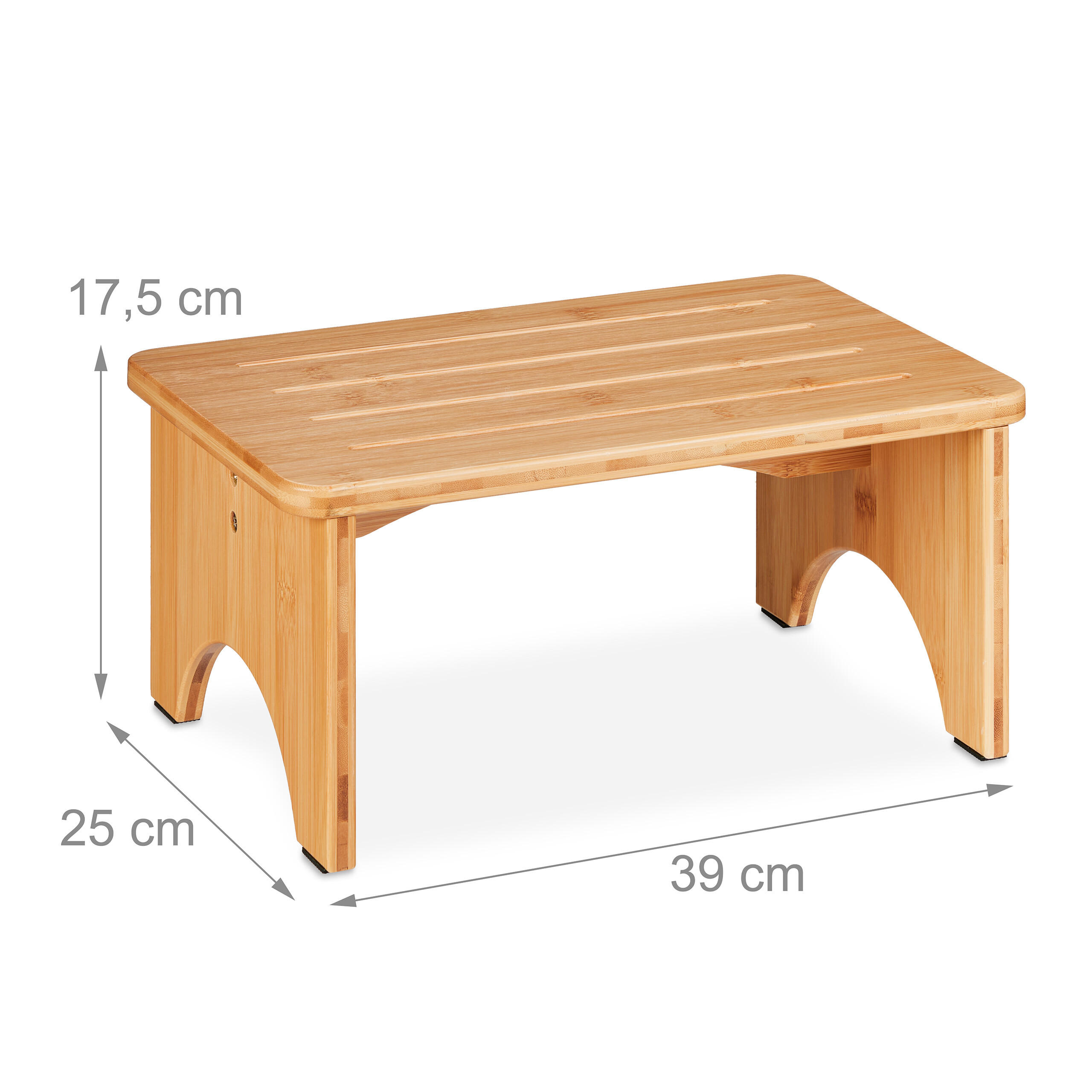 Thumbnail - Relaxdays Fussbank, Hellbraun, Holz, Bambus, 1-Sitzer, 39x17.5x25 cm, Wohnzimmer, Hocker, Sitzhocker