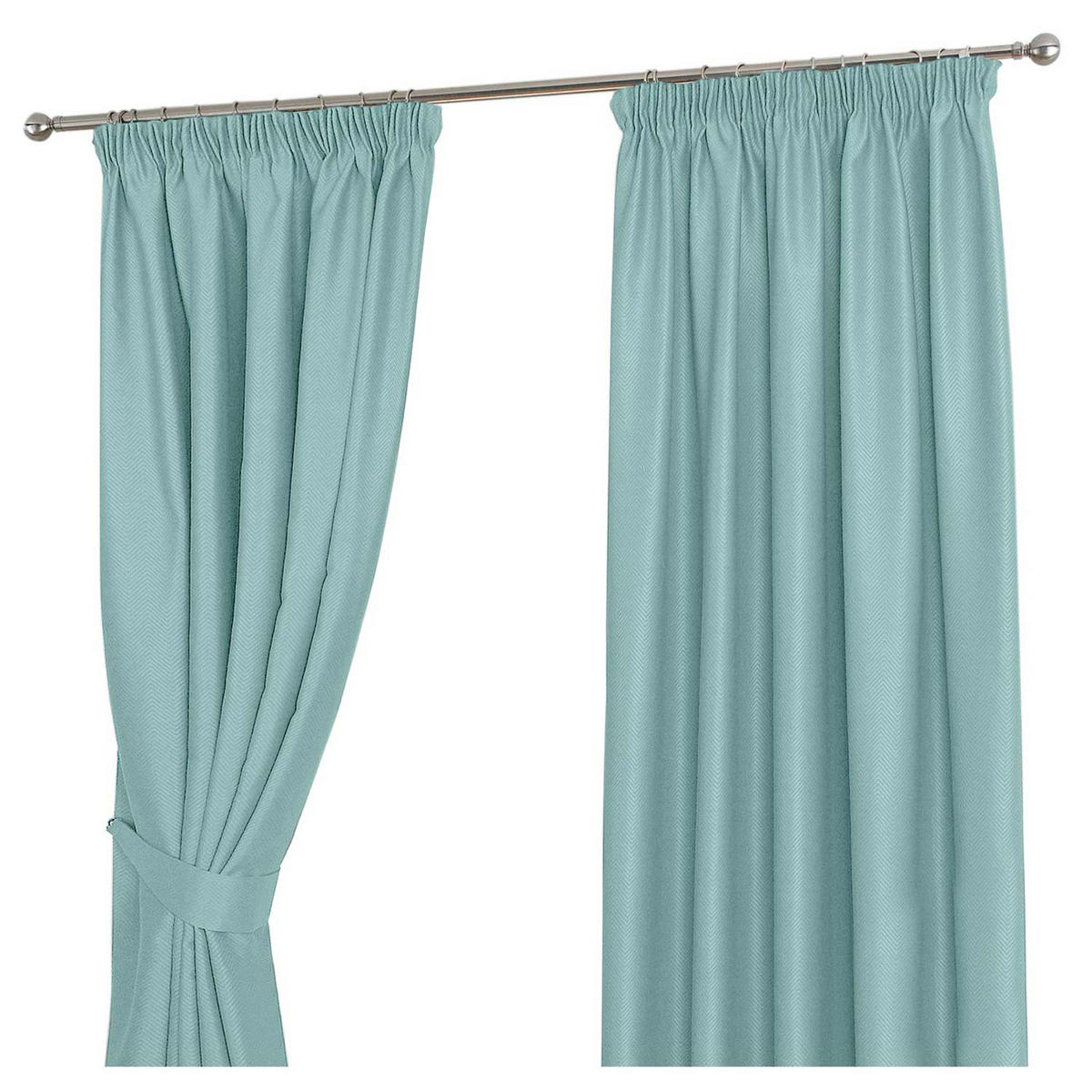 VERDUNKELUNGSVORHÄNGE Fischgrät mit Thermo-Funktion, Kräuselband 117/228 cm - Pastellblau, Textil (117/228cm) - Homescapes