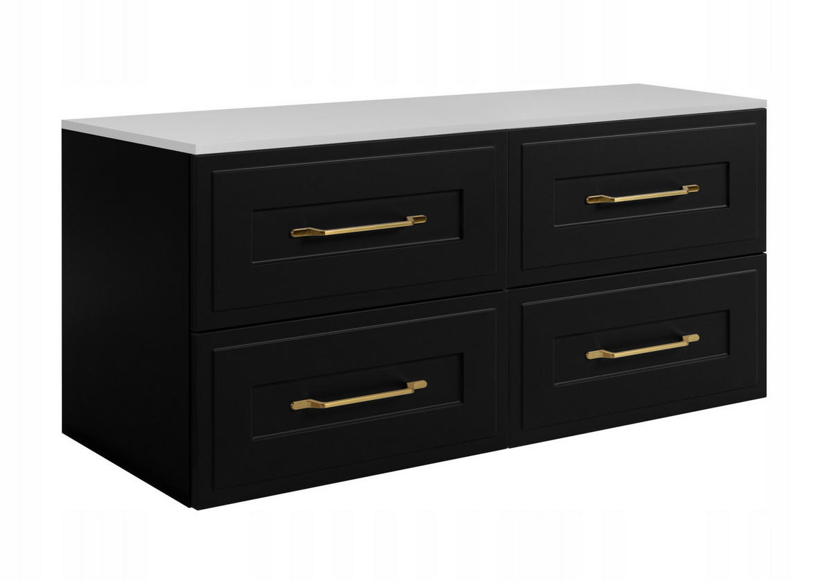 WASCHBECKUNTERSCHRANK CLASSIC 120 cm mit Arbeitsplatte Matt schwarz - Schwarz/Weiß, Holzwerkstoff (120/58/46cm) - Rodan