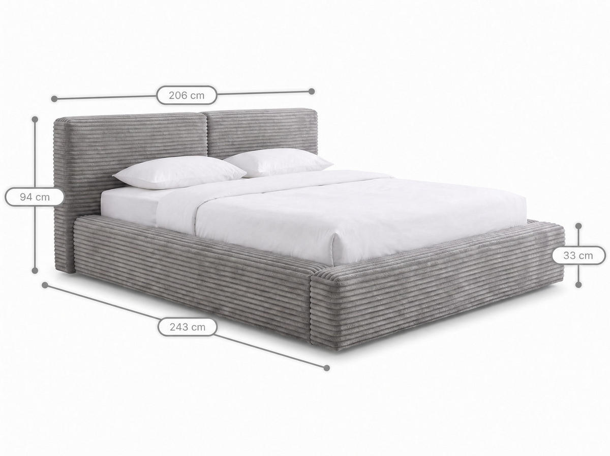 POLSTERBETT Nara Anthrazit 160/200 cm mit Bettkasten - Anthrazit, Textil/Metall (160/200cm) - wonello
