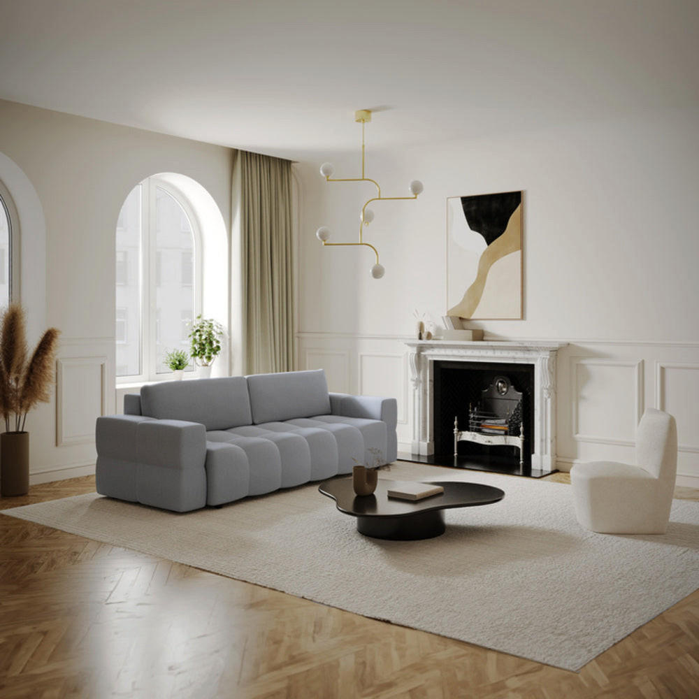 SCHLAFSOFA GERADE Rastergewebe Betongrau 286cm - Grau, Textil (286/80/102cm) - Sia Home
