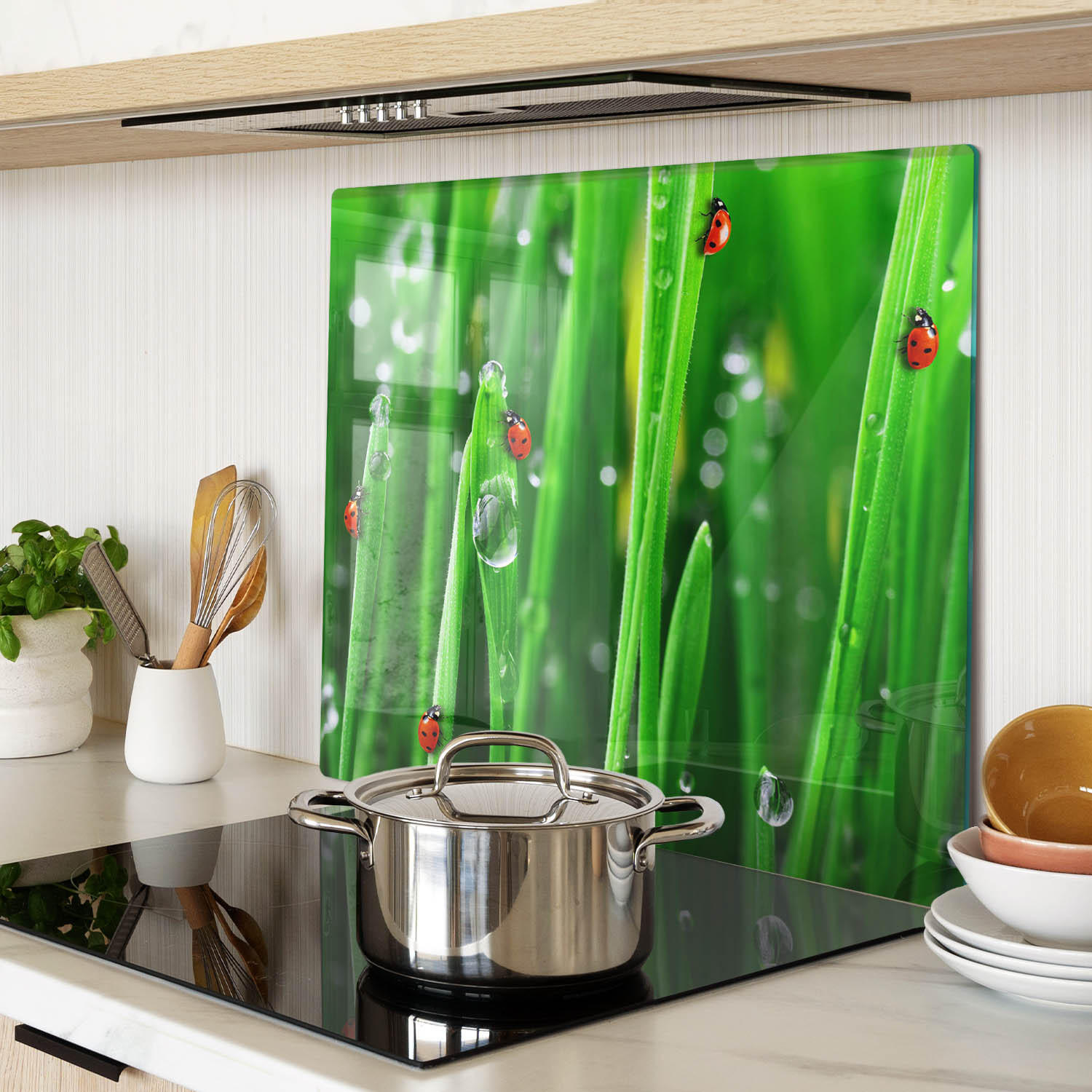 GLASPLATTE 60x52 cm Marienkäfergras - Grün, Glas (60/0.4/52cm) - TULUP