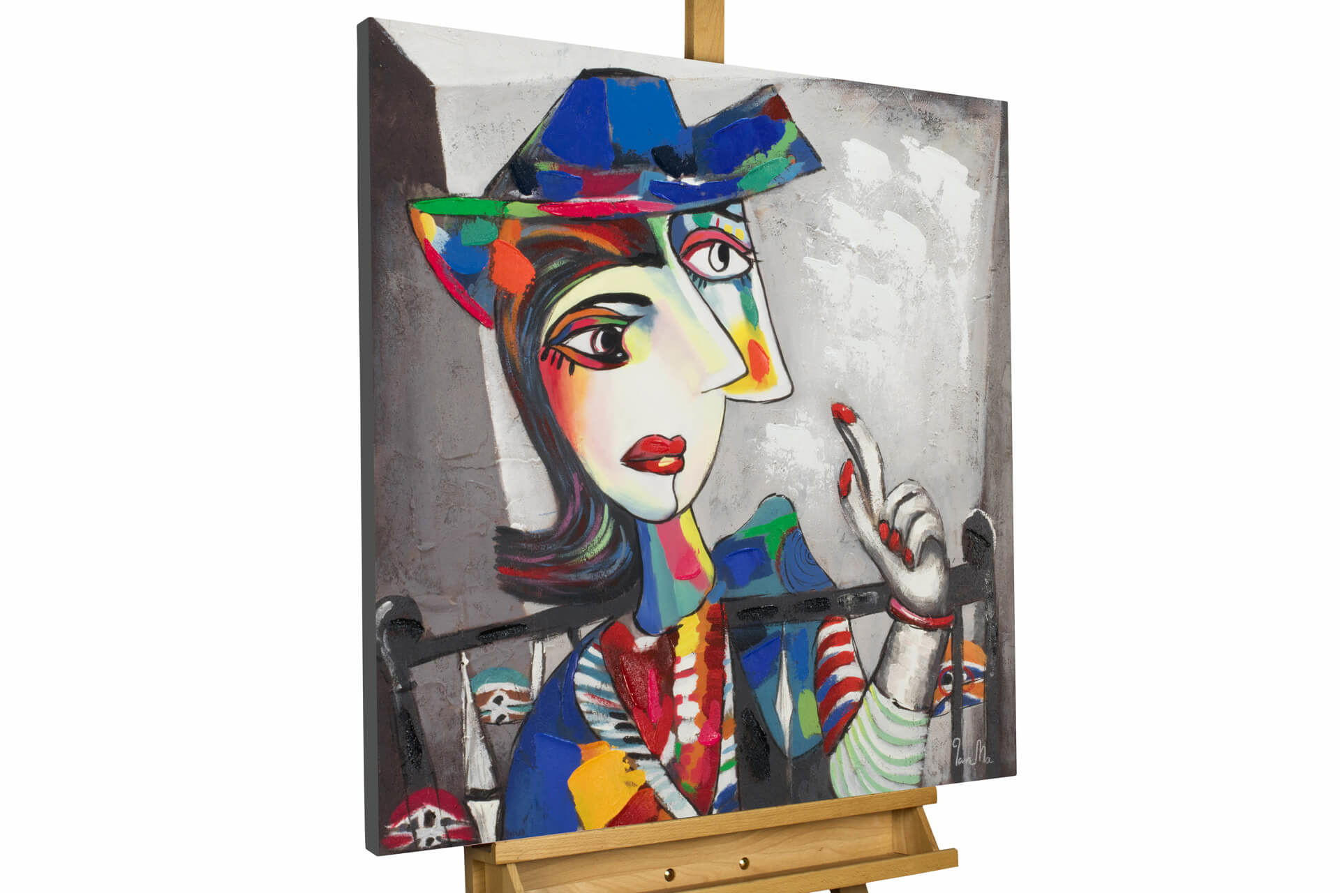 ACRYLBILD HANDGEMALT 80/80 cm - Multicolor/Grau, Holz/Textil (1.4/80cm) - KUNSTLOFT