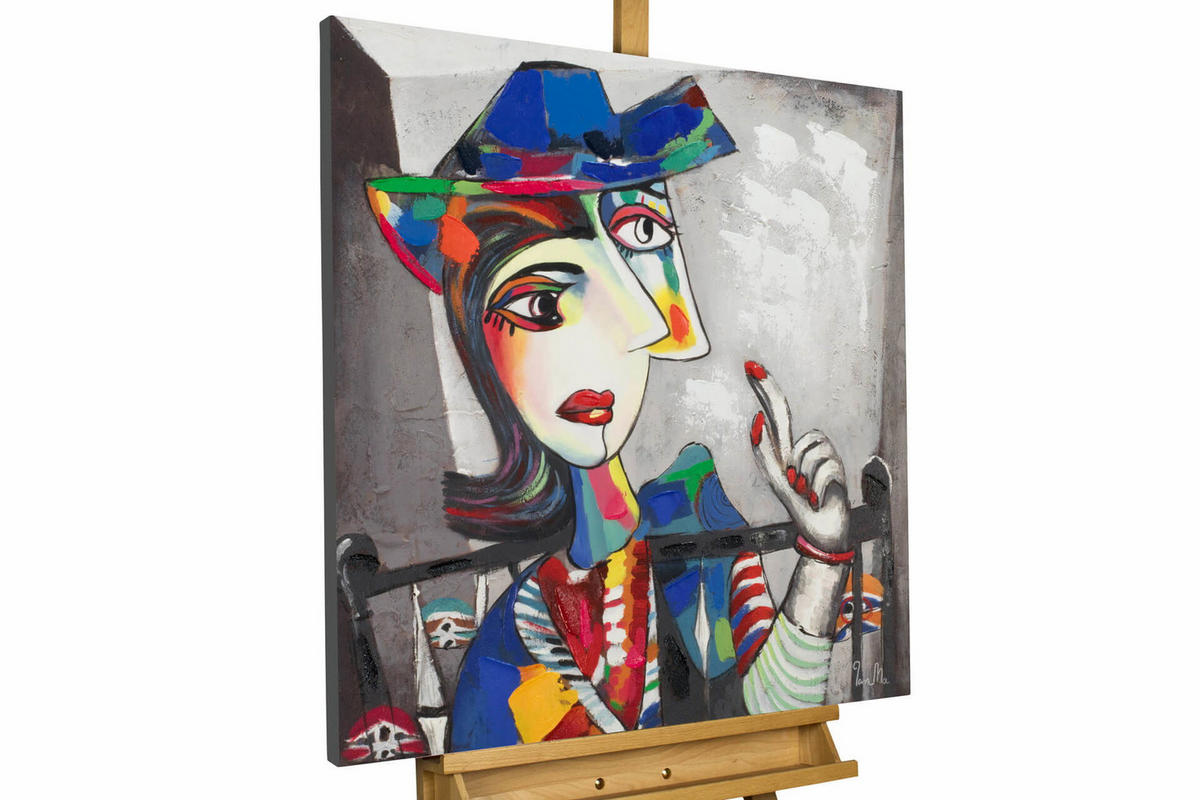 ACRYLBILD HANDGEMALT 80/80 cm - Multicolor/Grau, Holz/Textil (1.4/80cm) - KUNSTLOFT