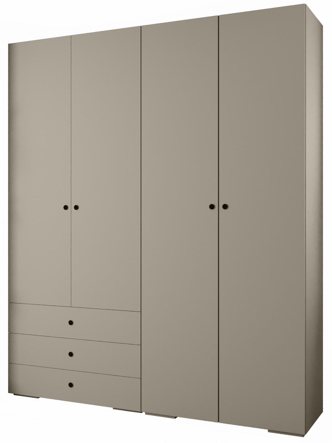 GARDEROBEN-SET 236,7/200/47 - Kaschmir/Schwarz, Holz/Kunststoff (200/236.7/47cm) - Abiks Möbel