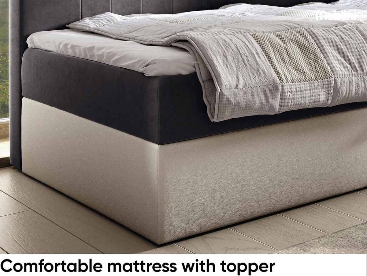 KINDERBETT GARETH 3 - Dunkelgrau/Weiß, Holzwerkstoff (93/212cm) - Meblini