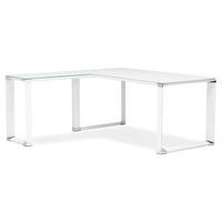 ECKSCHREIBTISCH Glas Metall Chromakzente Platzsparend KERIX, Weiß 170x160x73 cm - Weiß, Glas/Metall (160/170/73cm) - KADIMA DESIGN
