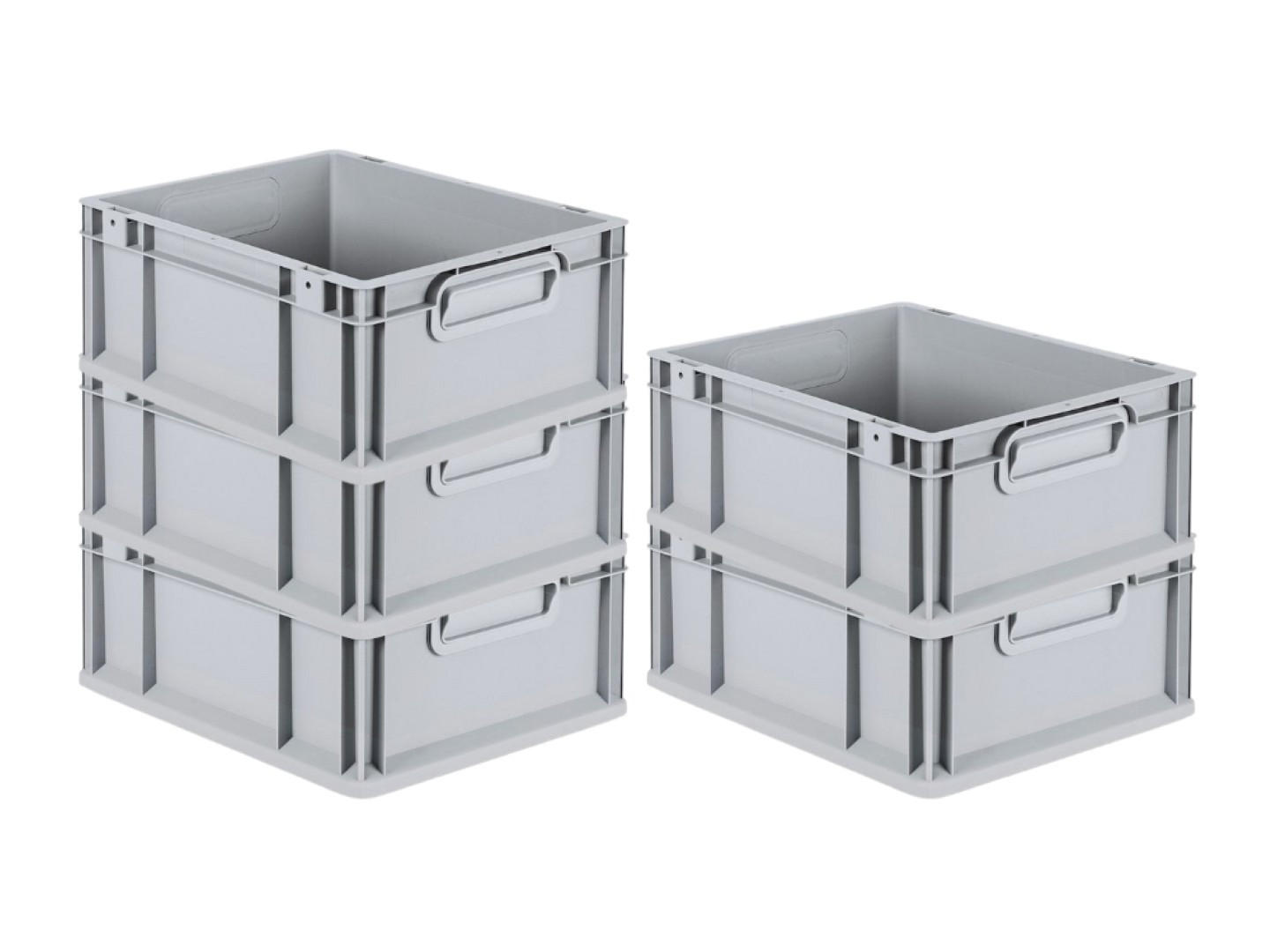EUROBOX 5x Nextgen Economy Griffe Geschlossen 17x30x40cm 16 Liter - Grau, Kunststoff (30/17/40cm) - PROREGAL