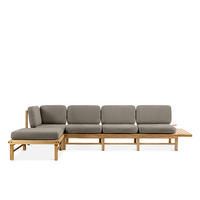LOUNGESOFA ATREDA links - Grau, Holz/Textil (315/80/150cm) - KONSIMO®