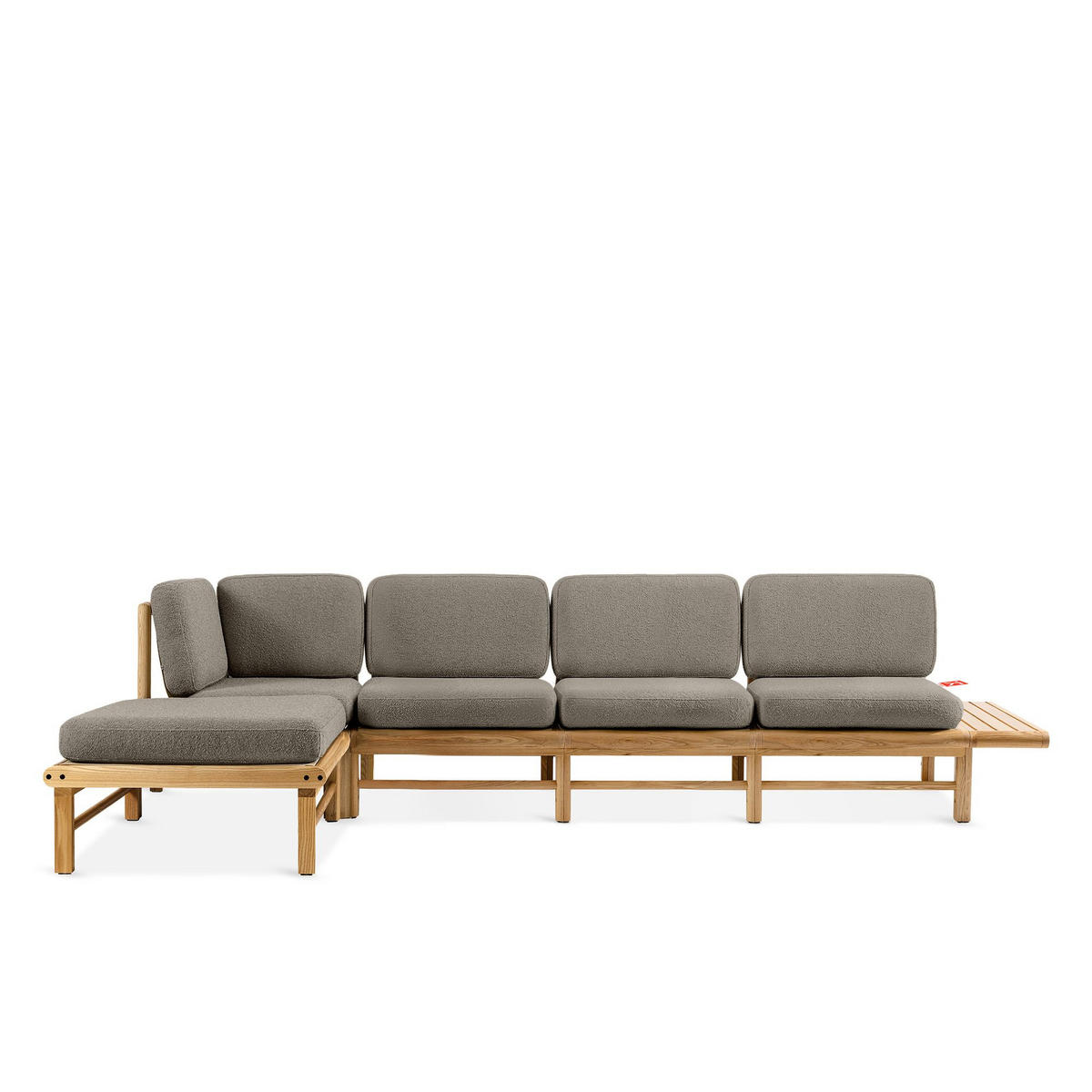 LOUNGESOFA ATREDA links - Grau, Holz/Textil (315/80/150cm) - KONSIMO®