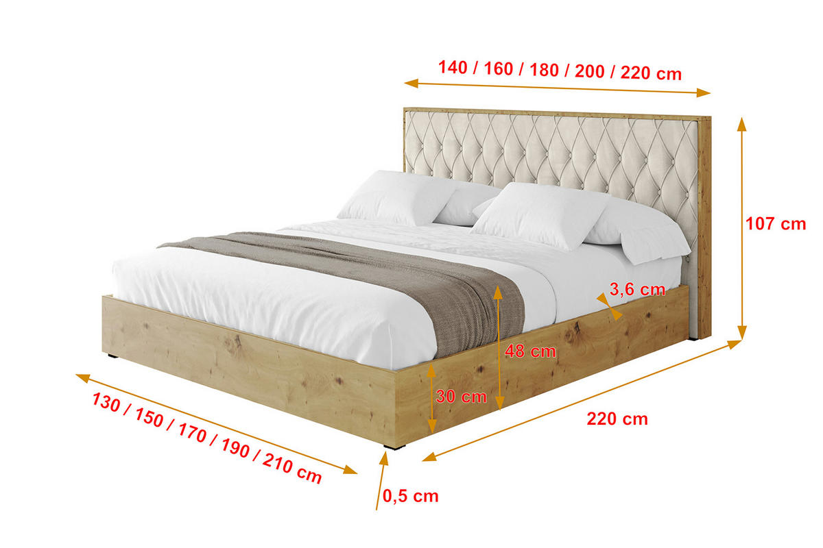 POLSTERBETT mit Bettkasten und Lattenrost, Bett mit Matratze H3/H4 - ENZO5 200x200 Beige - Beige, Holzwerkstoff/Textil (200/200cm) - ALTDECOR
