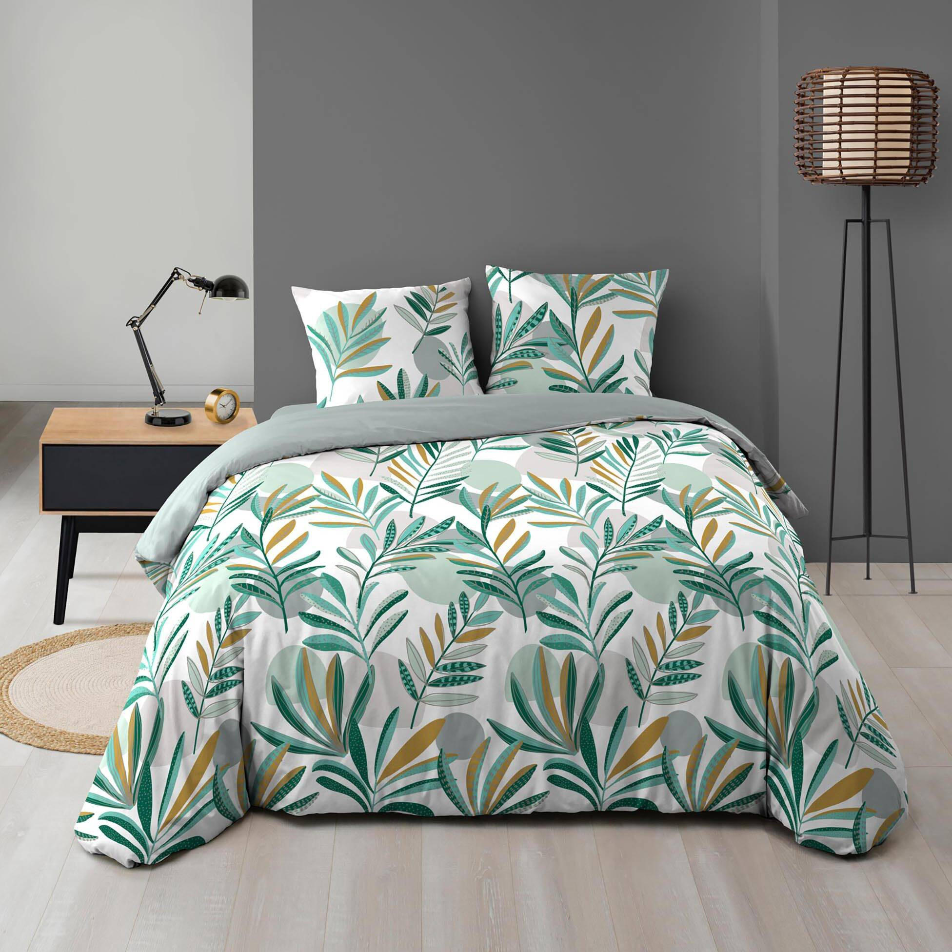 BETTWÄSCHE Blättermuster Louna 240/220 cm - Grün, Textil (220/240cm) - Douceur d´intérieur