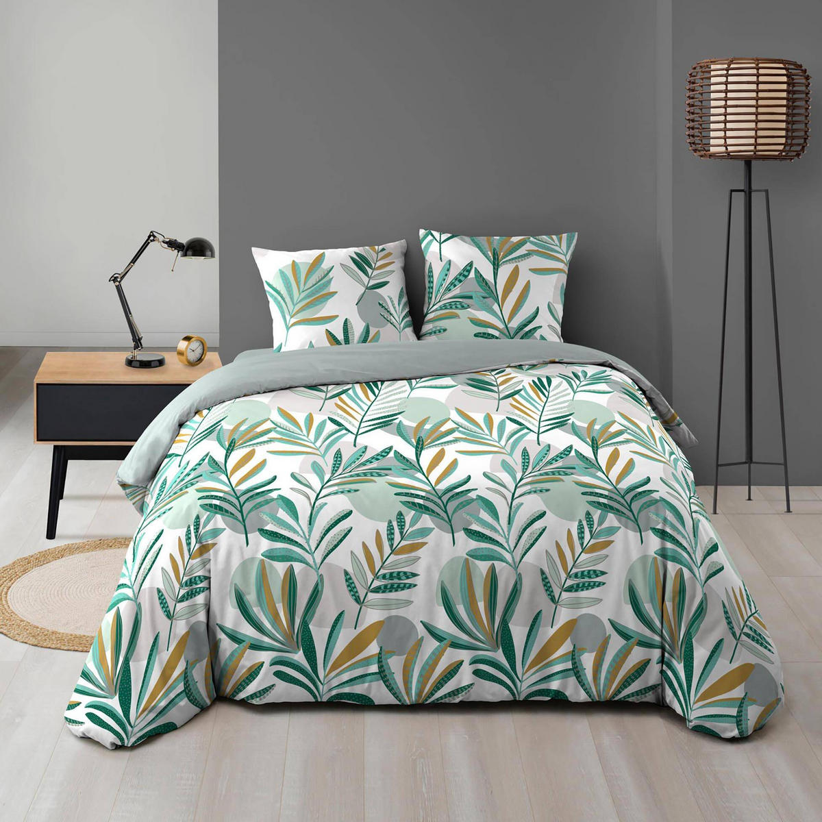 BETTWÄSCHE Blättermuster Louna 240/220 cm - Grün, Textil (220/240cm) - Douceur d´intérieur