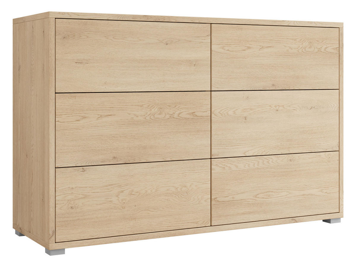 KOMMODE Gesita K6SZ - Eichefarben/Silberfarben, Holzwerkstoff/Kunststoff (120/73/41cm) - MIRJAN24