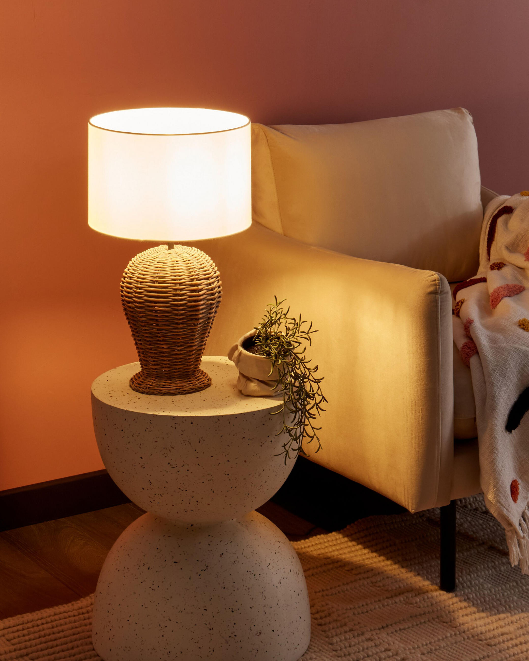 Thumbnail - Beliani Tischleuchte, Natur, Weiß, Naturmaterialien, 30x49x30 cm, Lampen & Leuchten, Innenbeleuchtung, Tischlampen, Tisc...