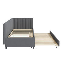 POLSTERBETT 90/200 cm Grau aus Samtstoff mit Ausziehbett - Grau, Textil (90/200cm) - OKMYHOME