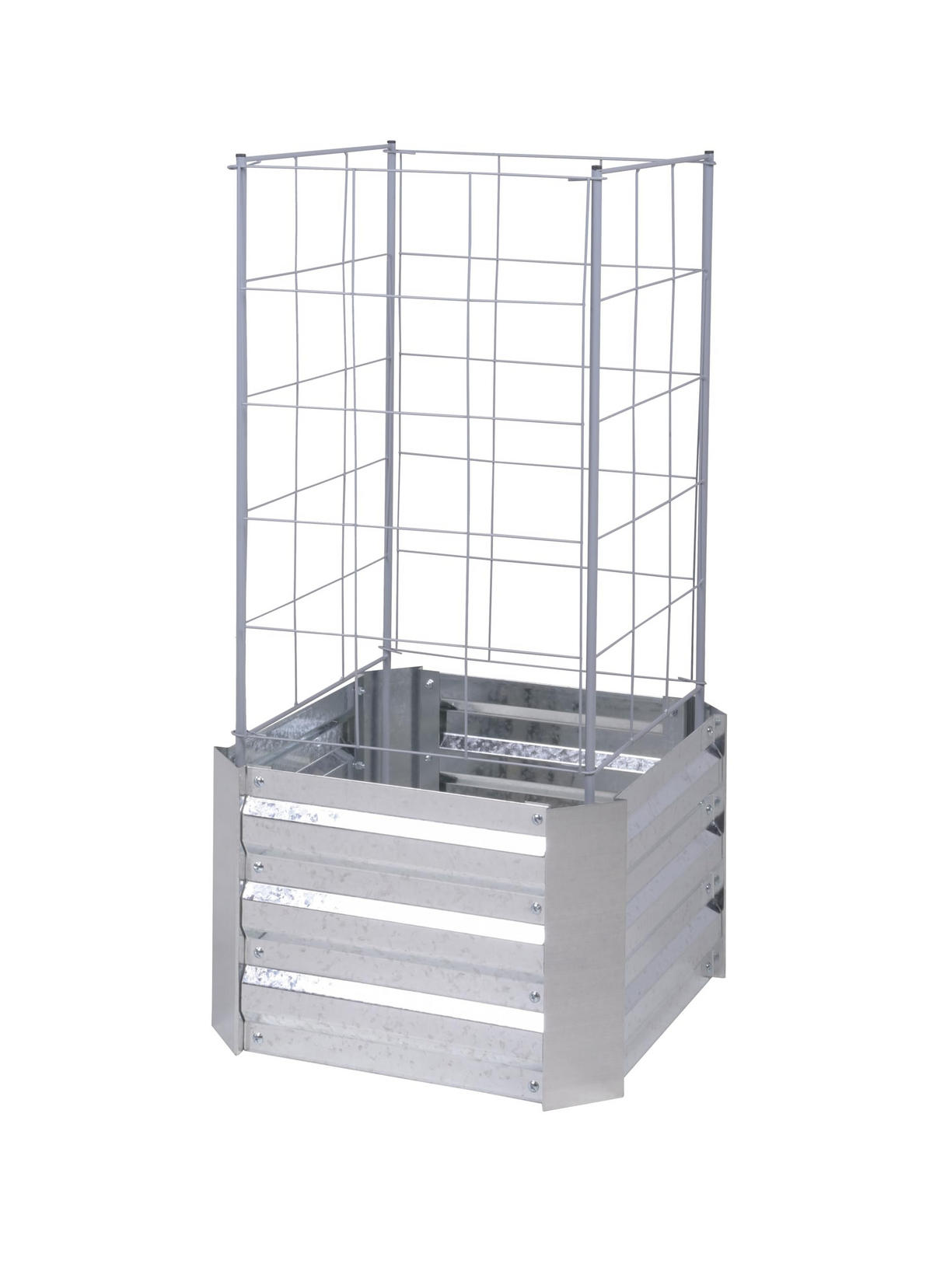 HOCHBEET Tallin 2er Set mit Rankhilfe Silber Stahl Beetumrandung - Silberfarben, Metall (47/30/47cm) - DELUKE