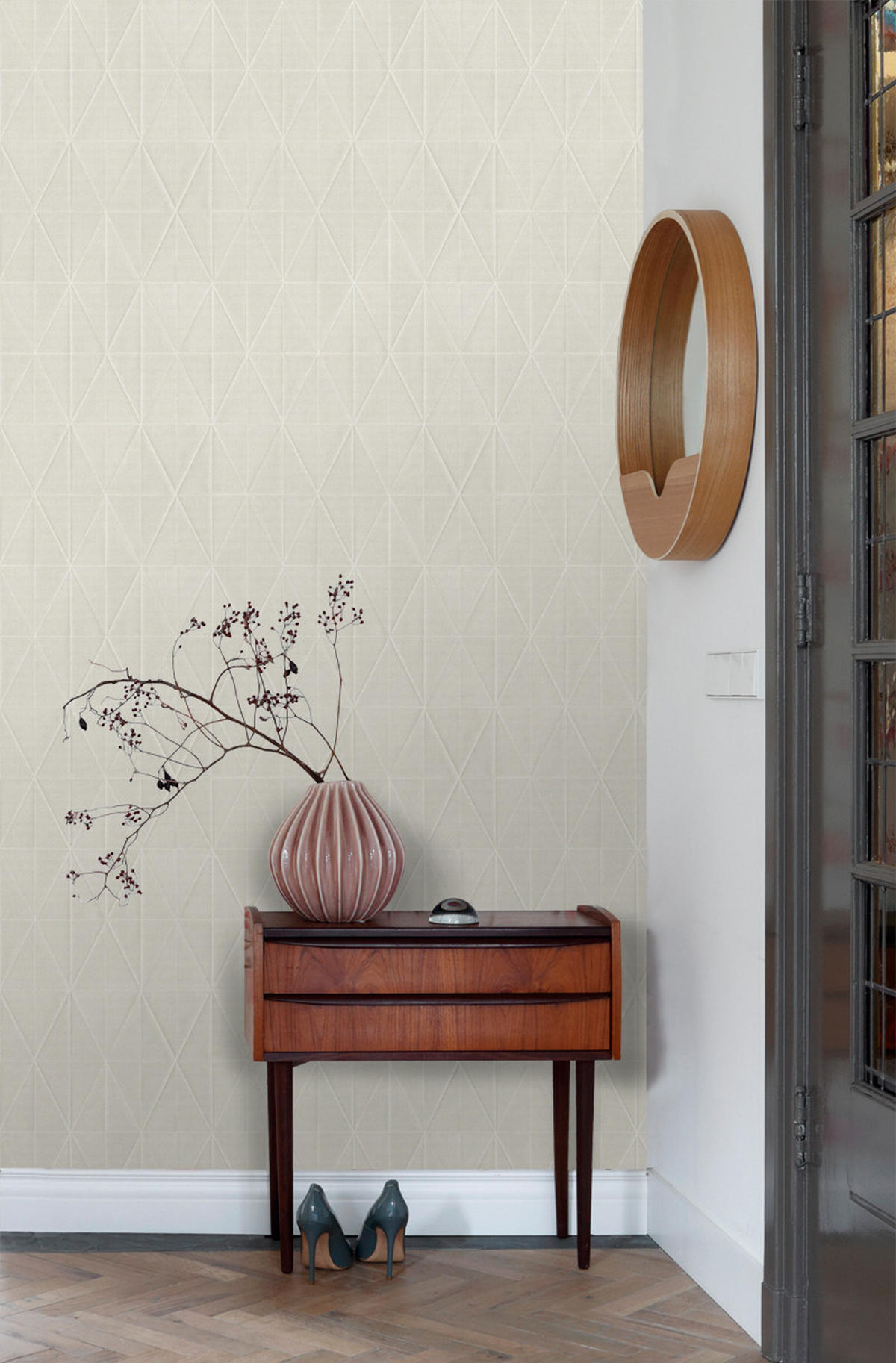 TAPETE Origami-Muster 53 cm x 10.05 m - Grau, Papier (53/1000cm) - ESTAhome
