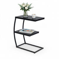 BEISTELLTISCH - Schwarz, Holzwerkstoff/Metall (25/47.5/58.5cm) - Relaxdays