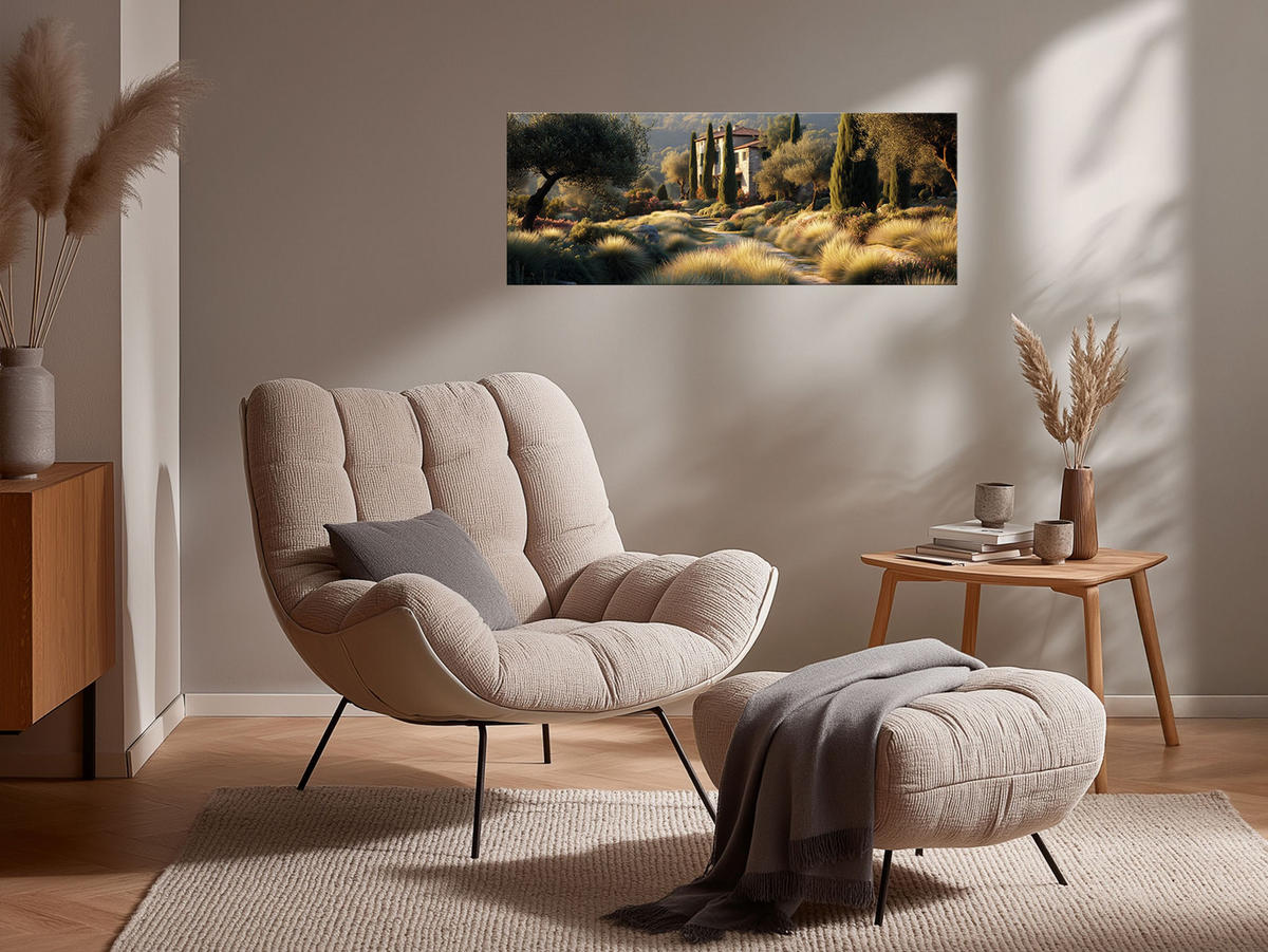 GLASBILD 30x80 cm Landschaft Toskana - Beige, Glas (80/30cm) - artissimo