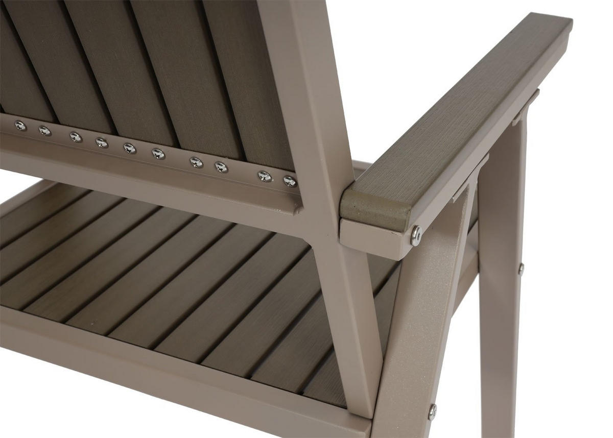 GARTENSTUHL 2er-Set HxBxT 87x57x53cm Sitzhöhe 43cm Outdoor-Beschichtung Aluminium Holzoptik Gestell Champagner Grau - Grau, Kunststoff (57/87/53cm) - PROREGAL