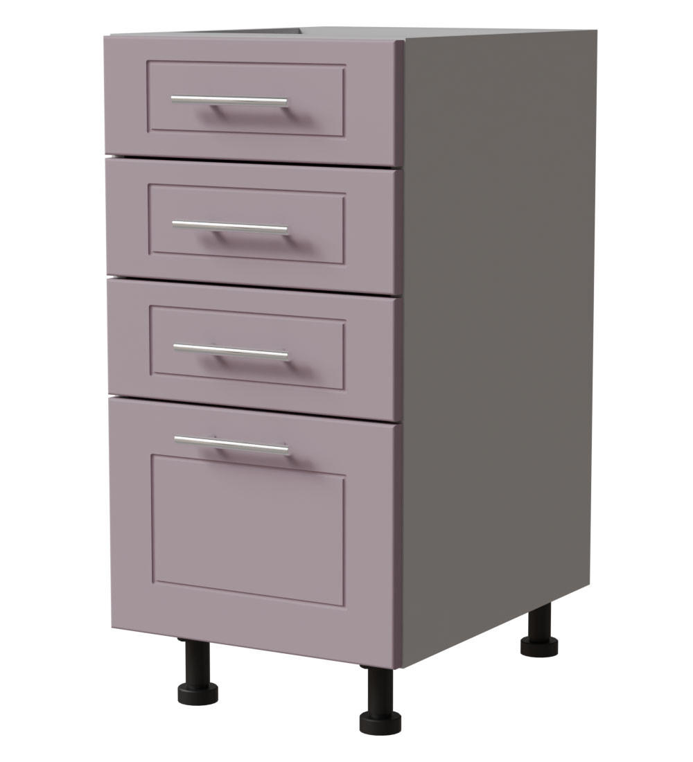 SCHUBLADENUNTERSCHRANK Bari D4/40 Grau / RAL 4009 pastellviolett 40 / 50 / 82cm Blum Teilauszug - Violett/Grau, Holz/Holzwerkstoff (40/82/50cm) - Feldmann-Wohnen