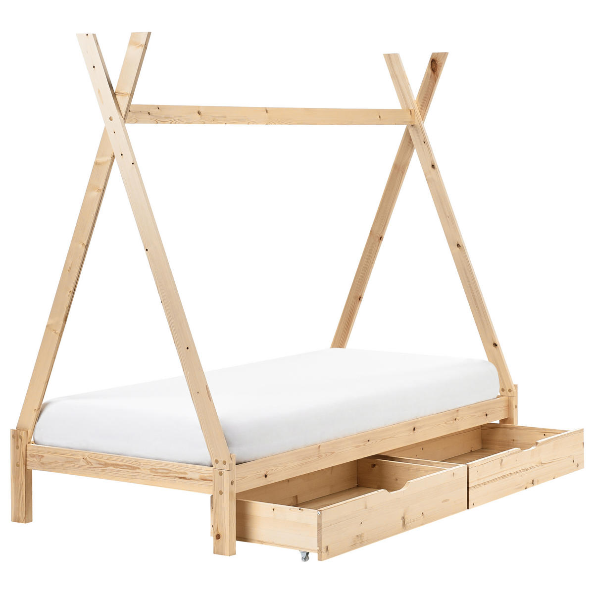 KINDERBETT 90x200 cm Heller Holzfarbton Devay - Hellbraun, Holz (90/200cm) - Beliani