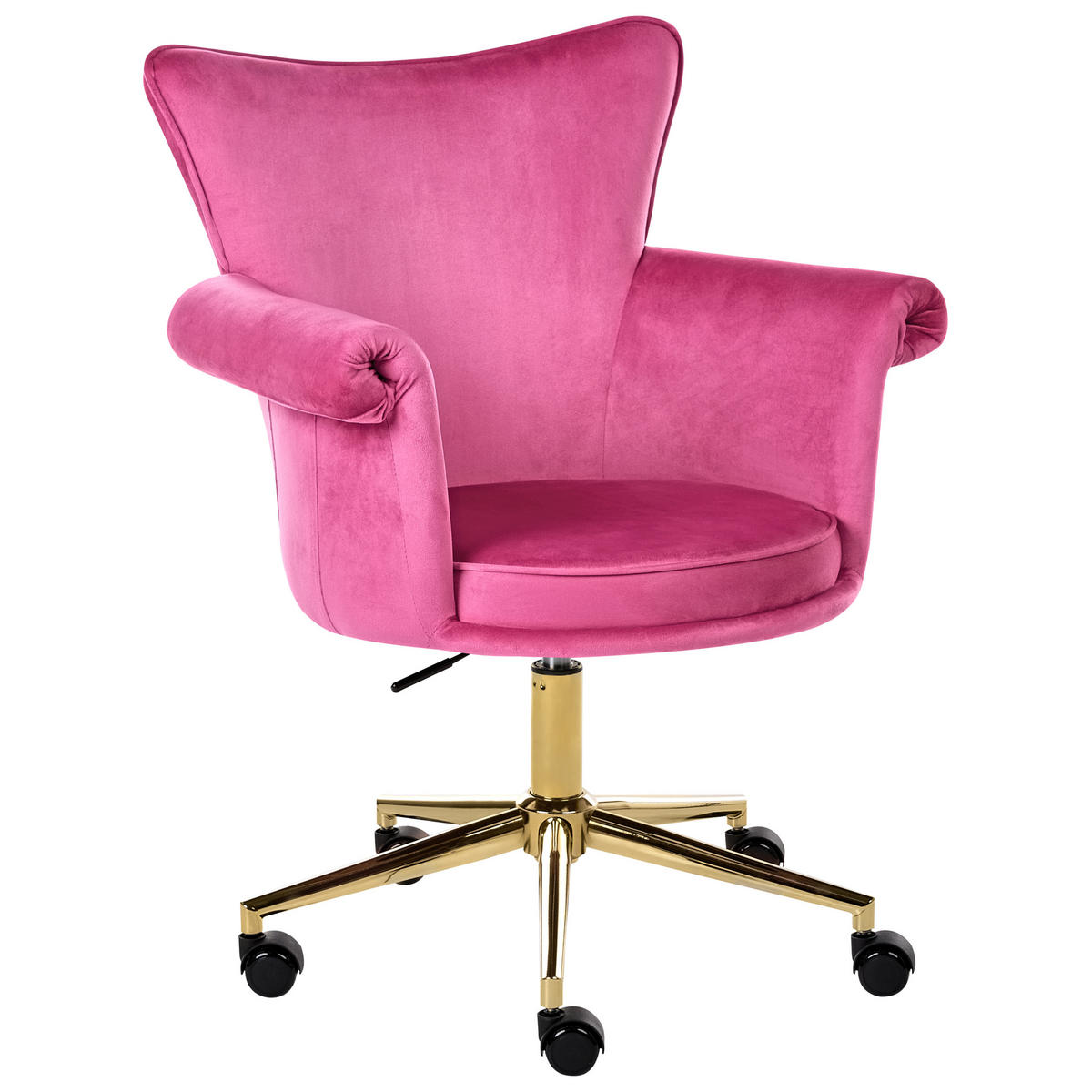 SCHREIBTISCHSTUHL Samtstoff Fuchsia Velencia - Pink, Textil (64/85/60cm) - Beliani