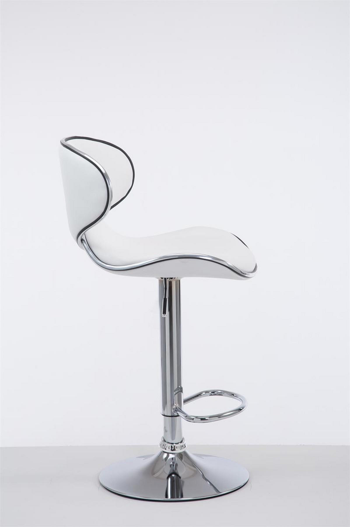 BARHOCKER Lederlook weiß - Chromfarben/Walnussfarben, Textil/Metall (46/88/49cm) - CLP