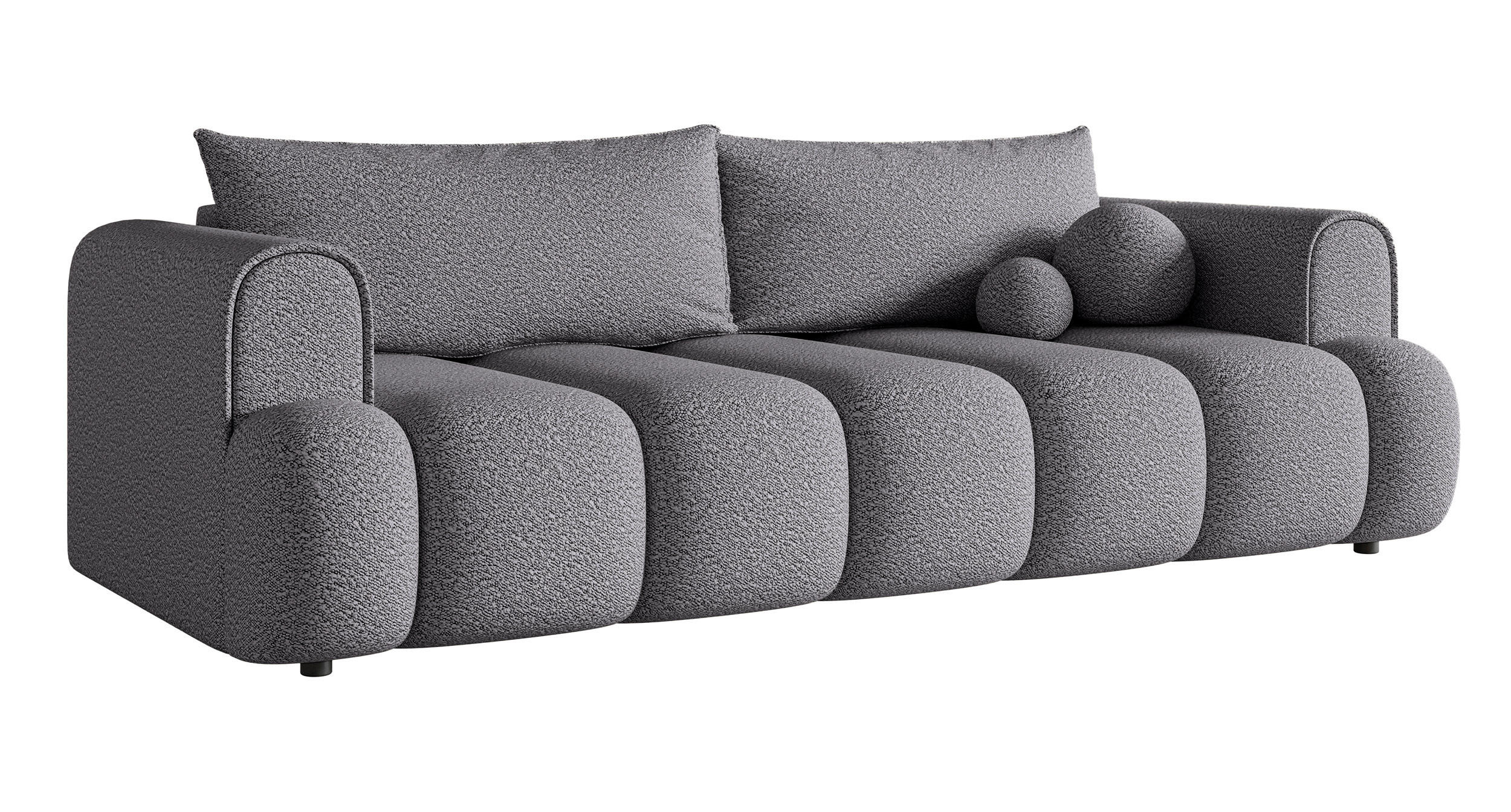 SCHLAFSOFA Dandelino Grau Boucle - Schwarz/Grau, Kunststoff/Textil (250/90/112cm) - Selsey