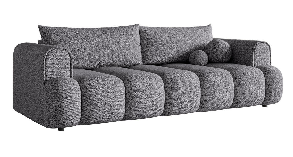 SCHLAFSOFA Dandelino Grau Boucle - Schwarz/Grau, Kunststoff/Textil (250/90/112cm) - Selsey