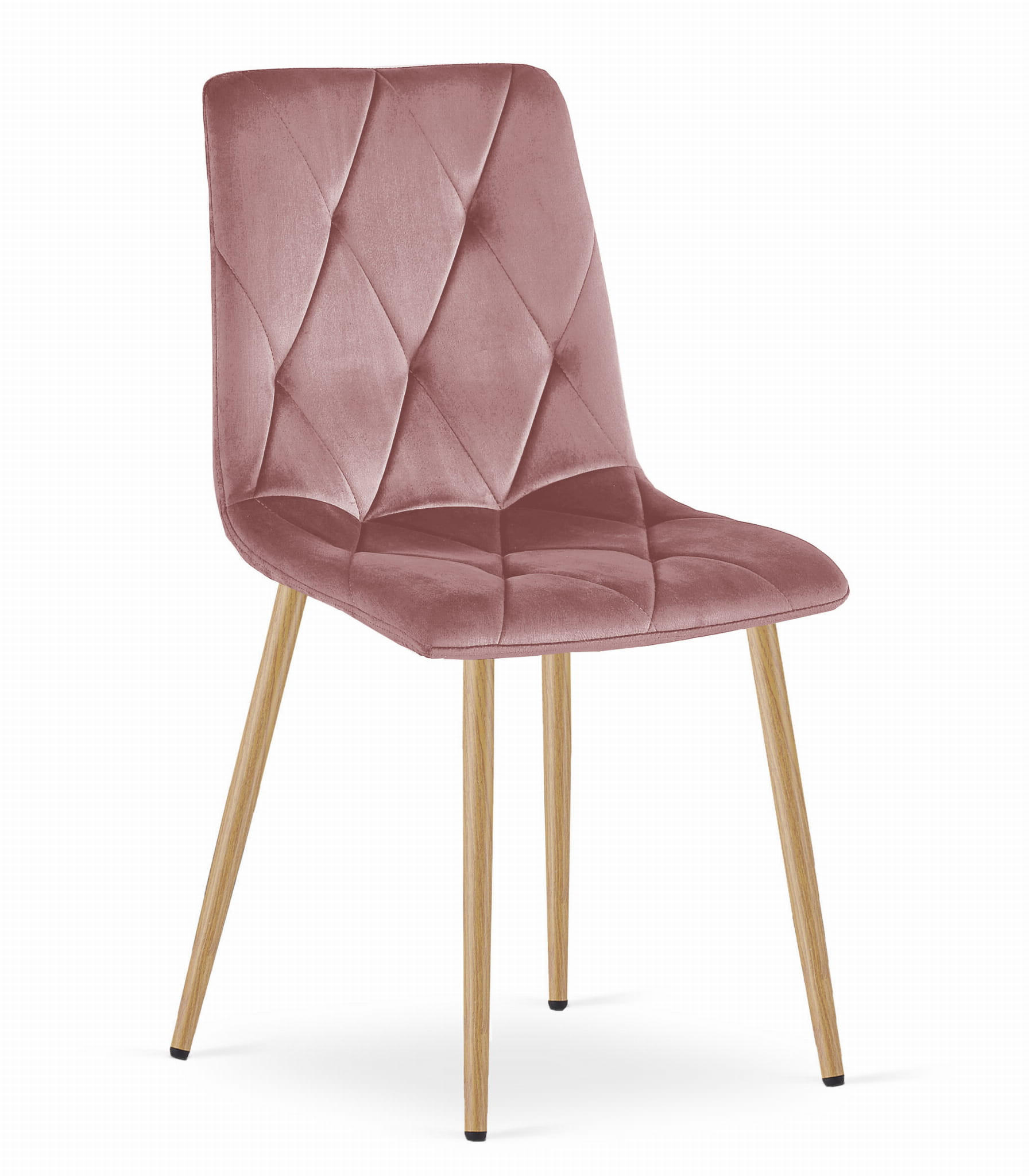 STUHL BOSA 1 Stück, Rosa, Metallbeine in Holzfarbe - Rosa, Textil/Metall (44/89/40cm) - Komodee