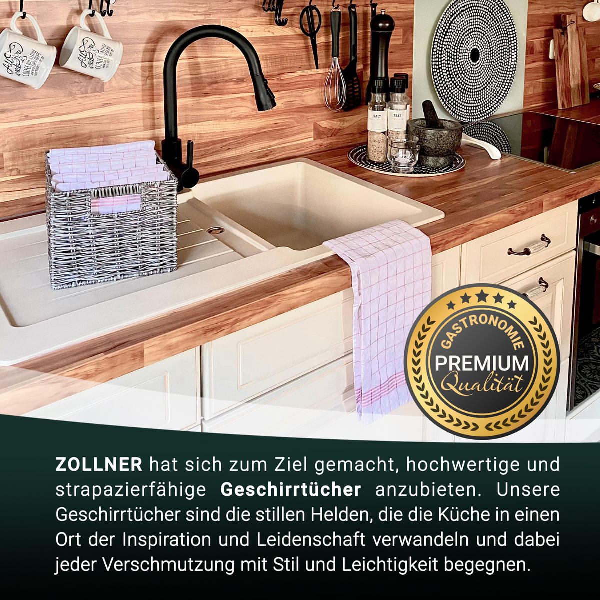 GESCHIRRTÜCHER, 5er-Set, 50x70 cm, 50% Baumwolle, 50% Leinen, Rot - Rot, Textil (50/70cm) - Zollner