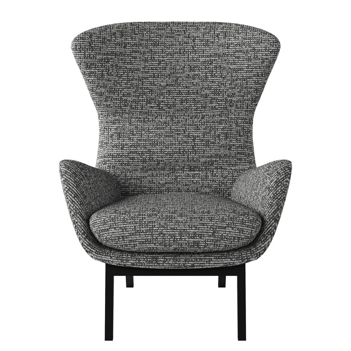 SESSEL mit Holzfüßen - Schwarz/Grau, Birkenholz/Textil (84/99/96cm) - home24