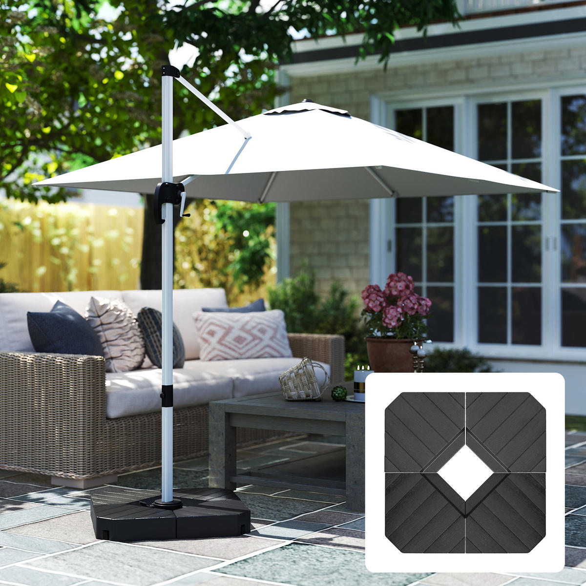 BASISGEWICHTE DE-05680 für sonnenschirmständer 4er-Set, befüllbar Schwarz - Schwarz, Kunststoff (80/80cm) - ComfortXL