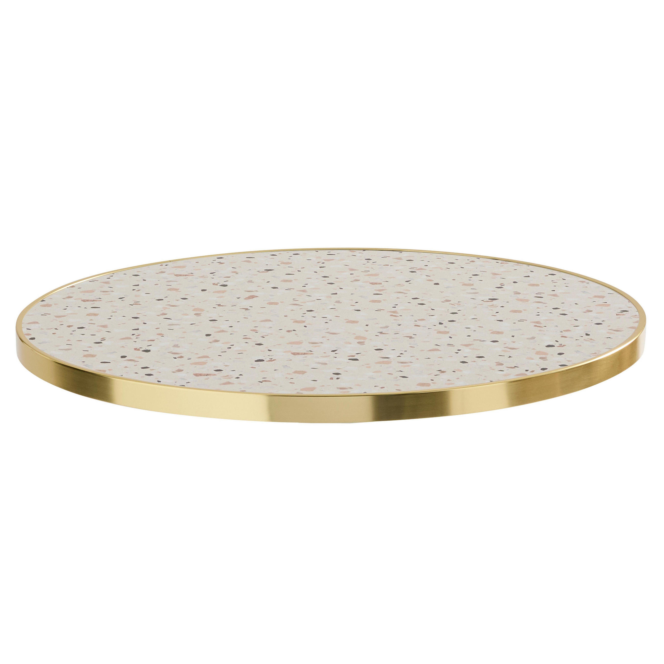 TISCHPLATTE runder 60 cm, Weiß - Goldfarben/Weiß, Metall (60/2.5/60cm) - Oviala