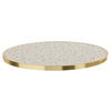 TISCHPLATTE runder 60 cm, Weiß - Goldfarben/Weiß, Metall (60/2.5/60cm) - Oviala