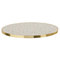 TISCHPLATTE runder 60 cm, Weiß - Goldfarben/Weiß, Metall (60/2.5/60cm) - Oviala