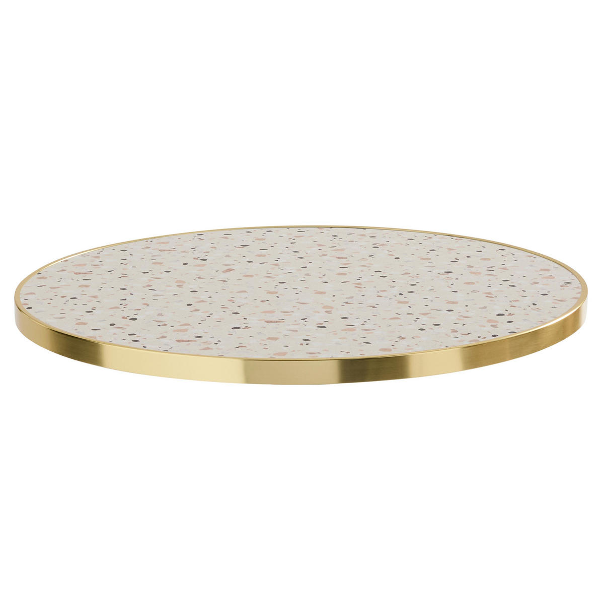 TISCHPLATTE runder 60 cm, Weiß - Goldfarben/Weiß, Metall (60/2.5/60cm) - Oviala