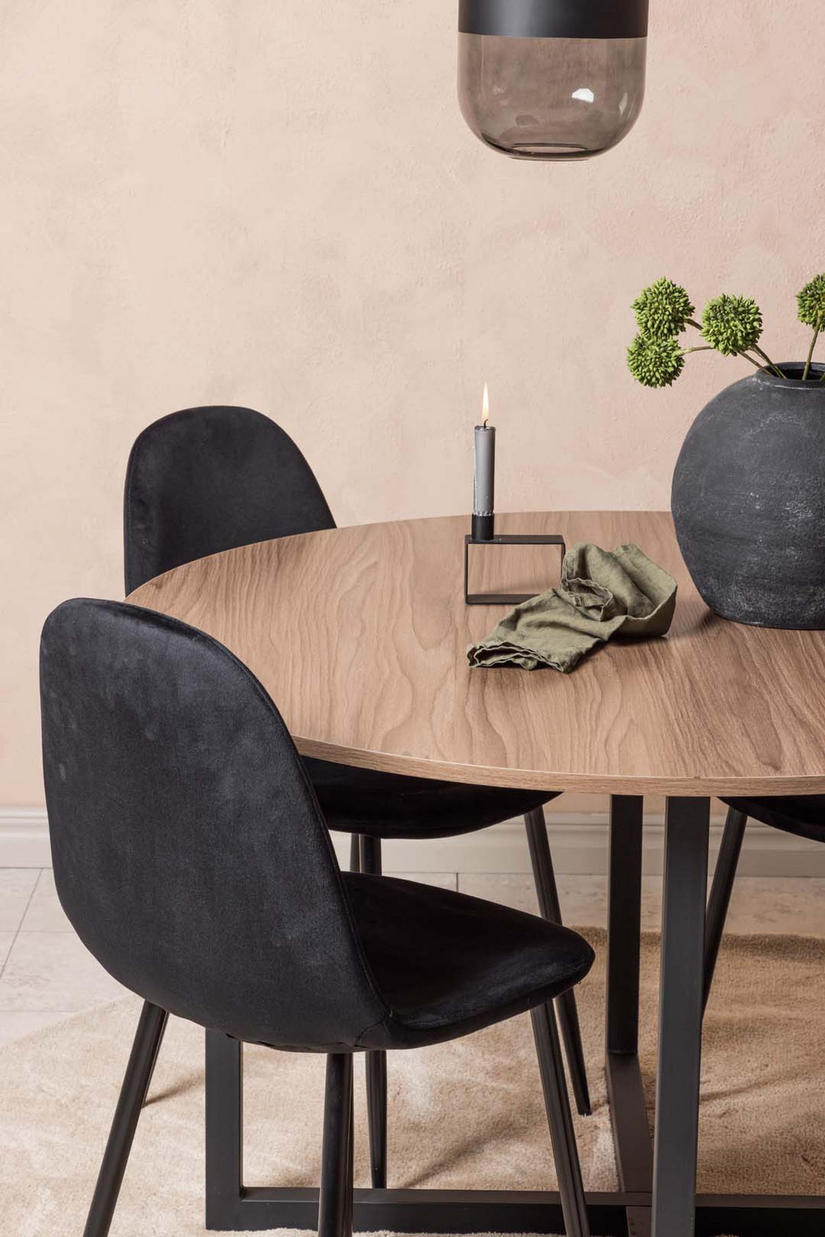 TISCHGRUPPE Nussbaum - Schwarz, Holzwerkstoff (120/75/120cm) - ebuy24