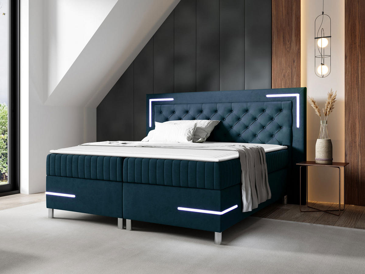 BOXBETT Tenosi 5 LED - Blau, Holz (180/200cm) - MIRJAN24
