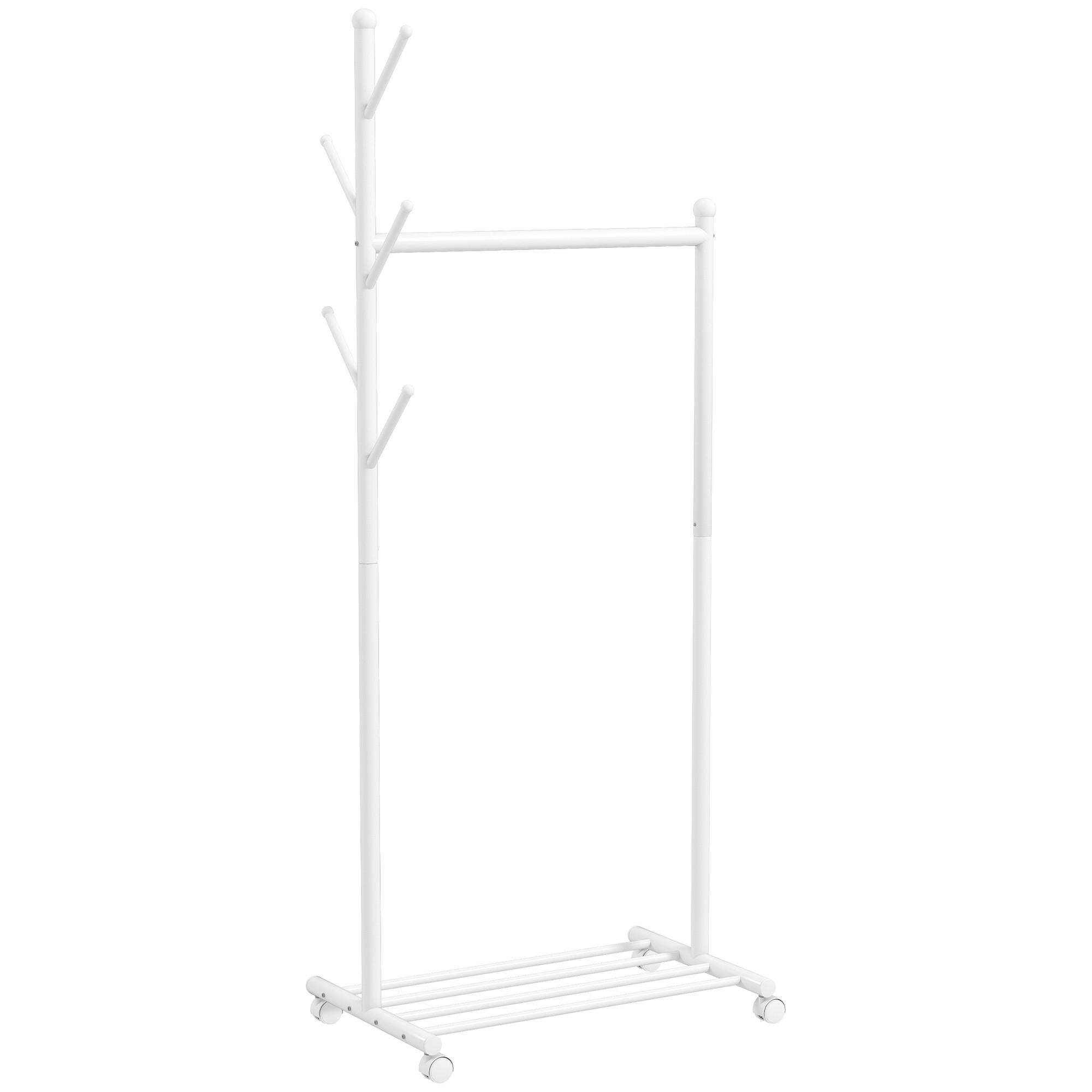 KLEIDERSTÄNDER mit Rollen 68/43/171 cm weiß - Brombeere, Metall (68/171/43cm)