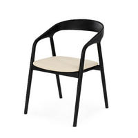 ESSZIMMERSTUHL Celeste, Schwarzes Eichenholz + beiger Stoff - Beige/Schwarz, Holz (55/80/61.5cm) - WOODEK