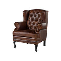 OHRENSESSEL Echtleder 88x80x108 braun CHESTERFIELD #101 - Braun, Leder (88/108/80cm) - Massivmoebel24