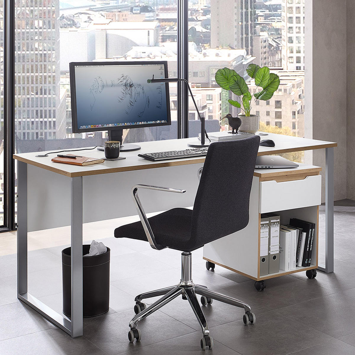 ROLLCONTAINER Manresa-36 - Weiß, Holzwerkstoff (45/66/55cm) - Lomado