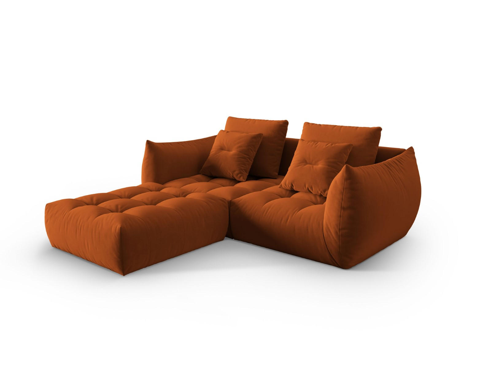 SOFA modular Bloom aus Samt terrakotta 3 Sitzplätze - Terracotta, Textil (216/232cm) - Micadoni